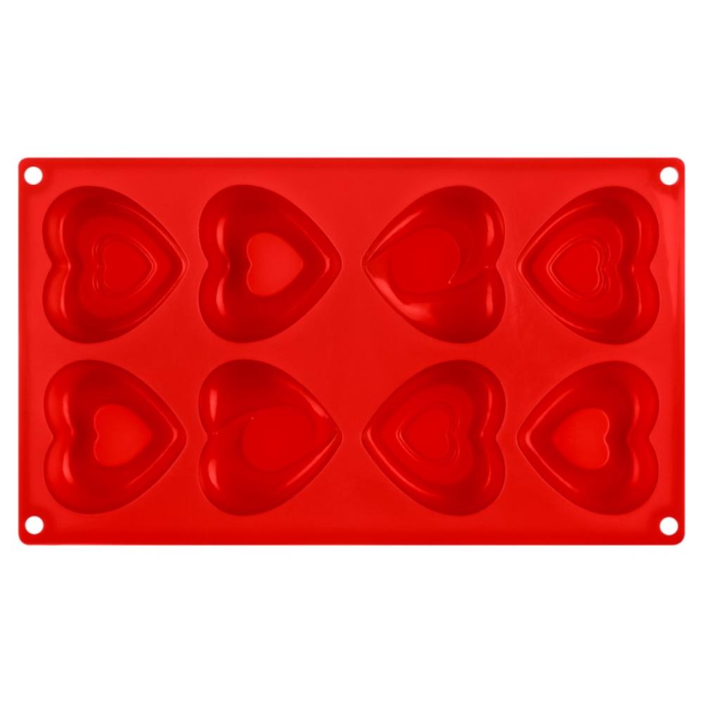 S07-009-R Форма для выпечки кексов Amore силиконовая, красного цвета